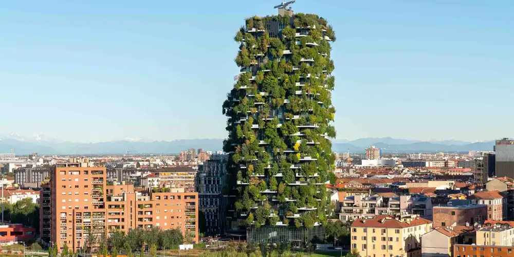 دیوار خزه‌ ای "Bosco Verticale" در میلان، ایتالیا - بست ماس